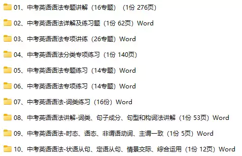 中考英语语法专项练习试卷词汇时态公式讲解总复习(可打印Word电子版下载)[s3707]