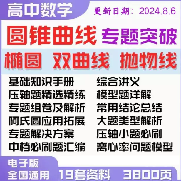 高中数学圆锥曲线椭圆双曲线抛物线高考解题方法技巧模型大招结论[s3789]